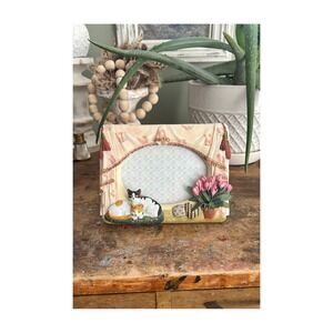 Vintage Ceramic Cat Picture Frame Made in Canada Cottagecore Grandmillennial